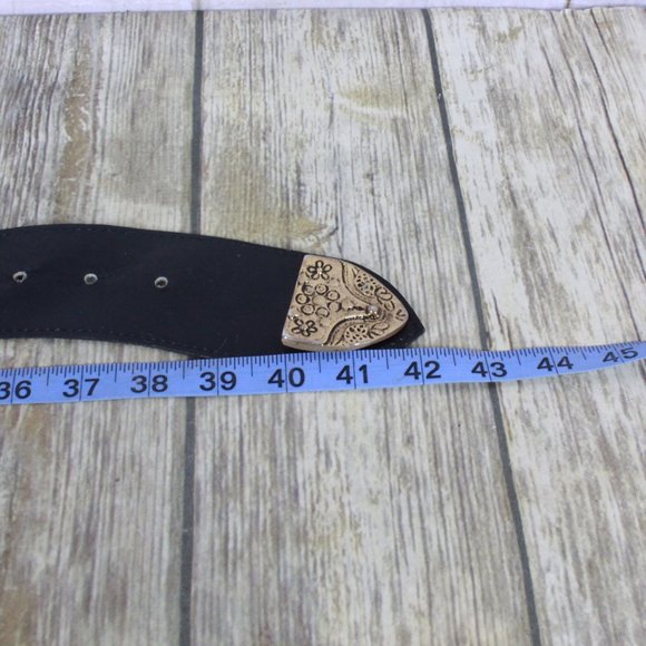 Black Leather Embellished Medallion Unique Adjustable Belt - Picture 9 of 9